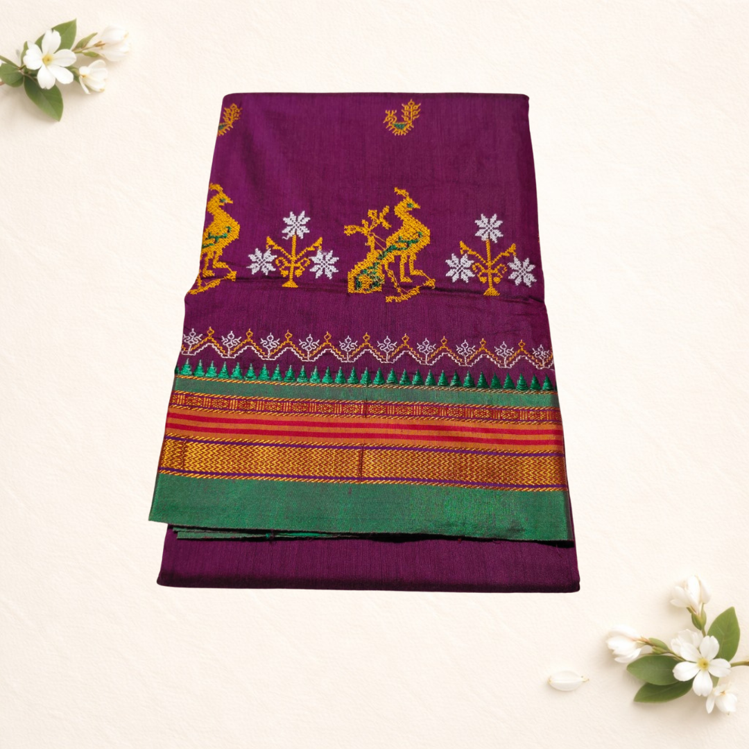 Ilkal Cotton Silk Saree with Kasuti Design