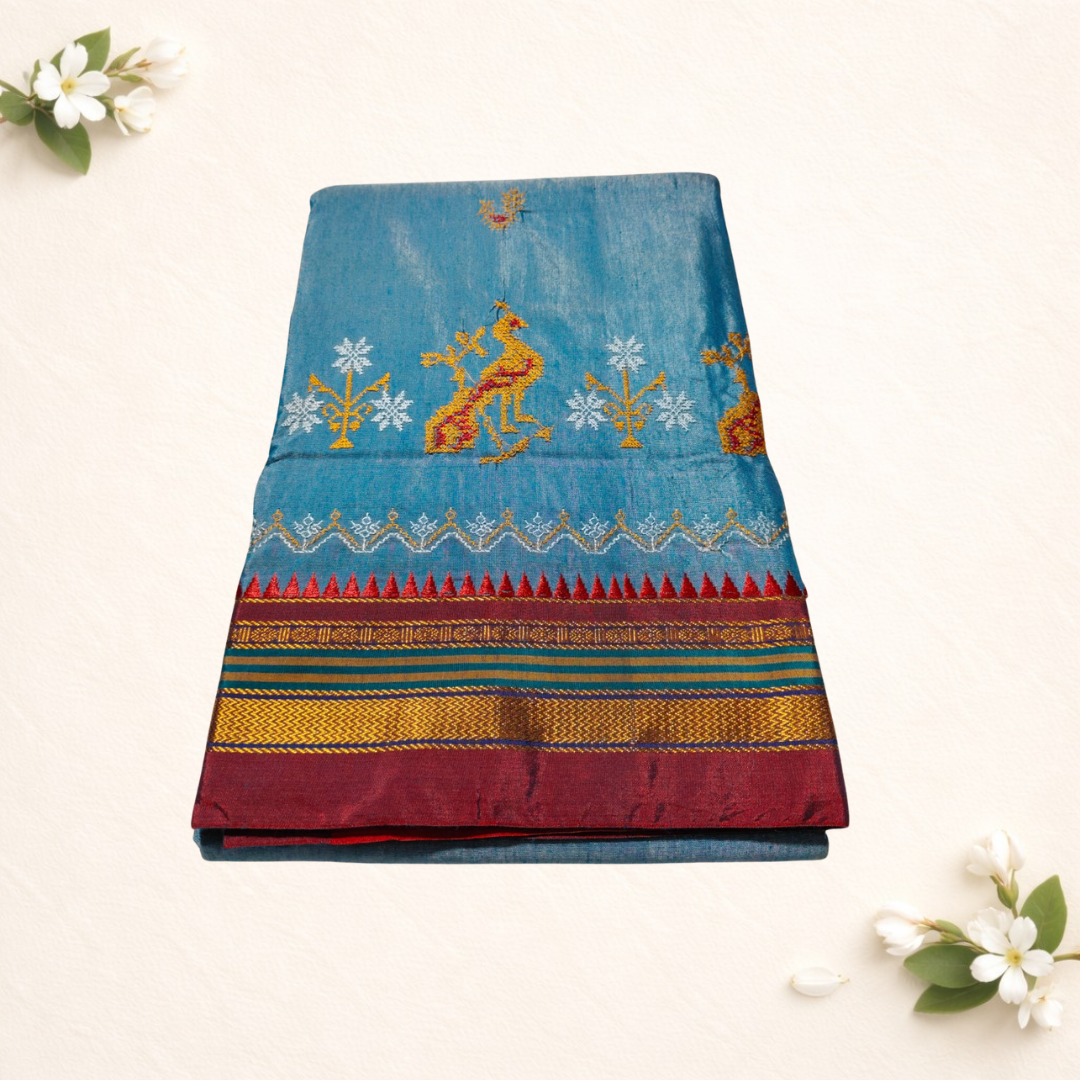 Ilkal Cotton Silk Saree with Kasuti Design