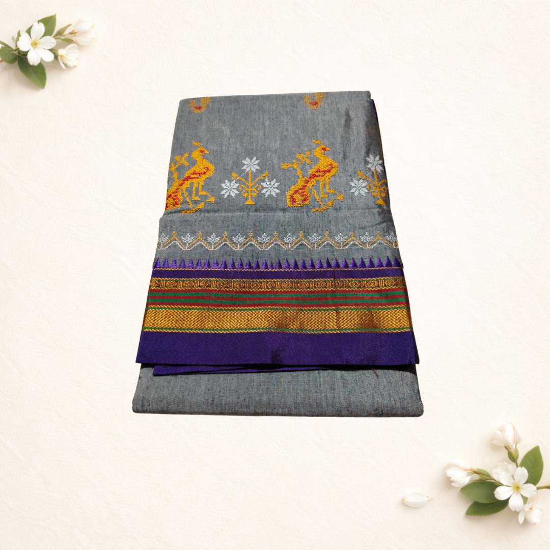Ilkal Cotton Silk Saree with Kasuti Design