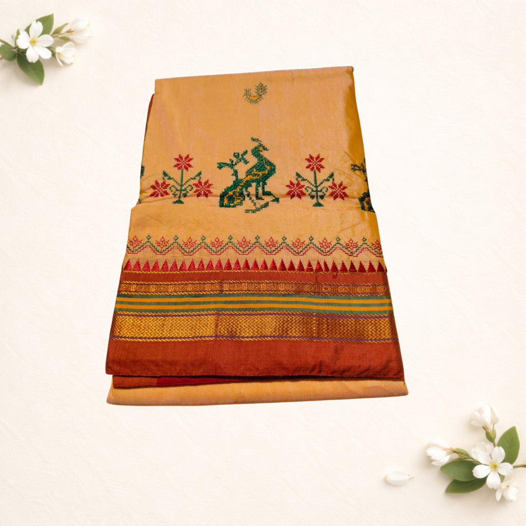 Ilkal Cotton Silk Saree with Kasuti Design