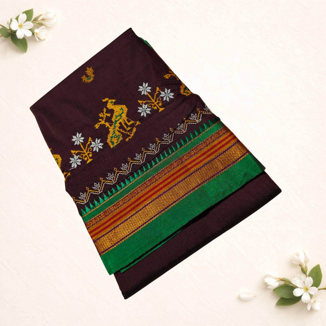 Ilkal Cotton Silk Saree with Kasuti Design