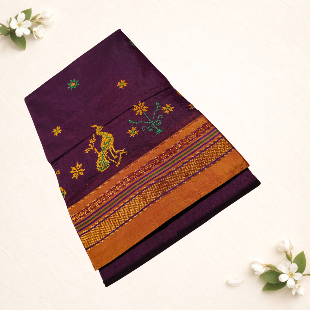 Ilkal Cotton Silk Saree with Kasuti Design