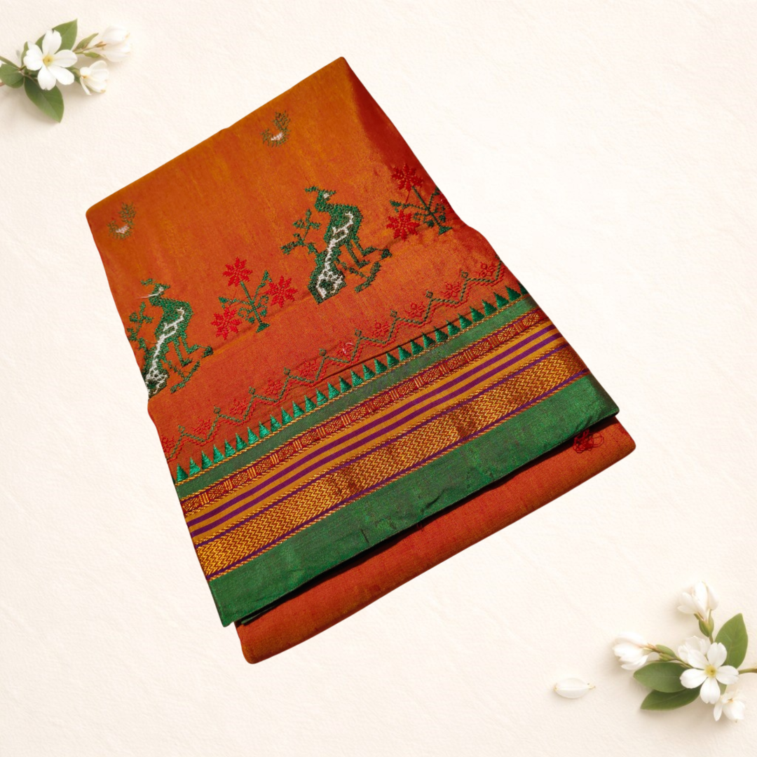 Ilkal Cotton Silk Saree with Kasuti Design