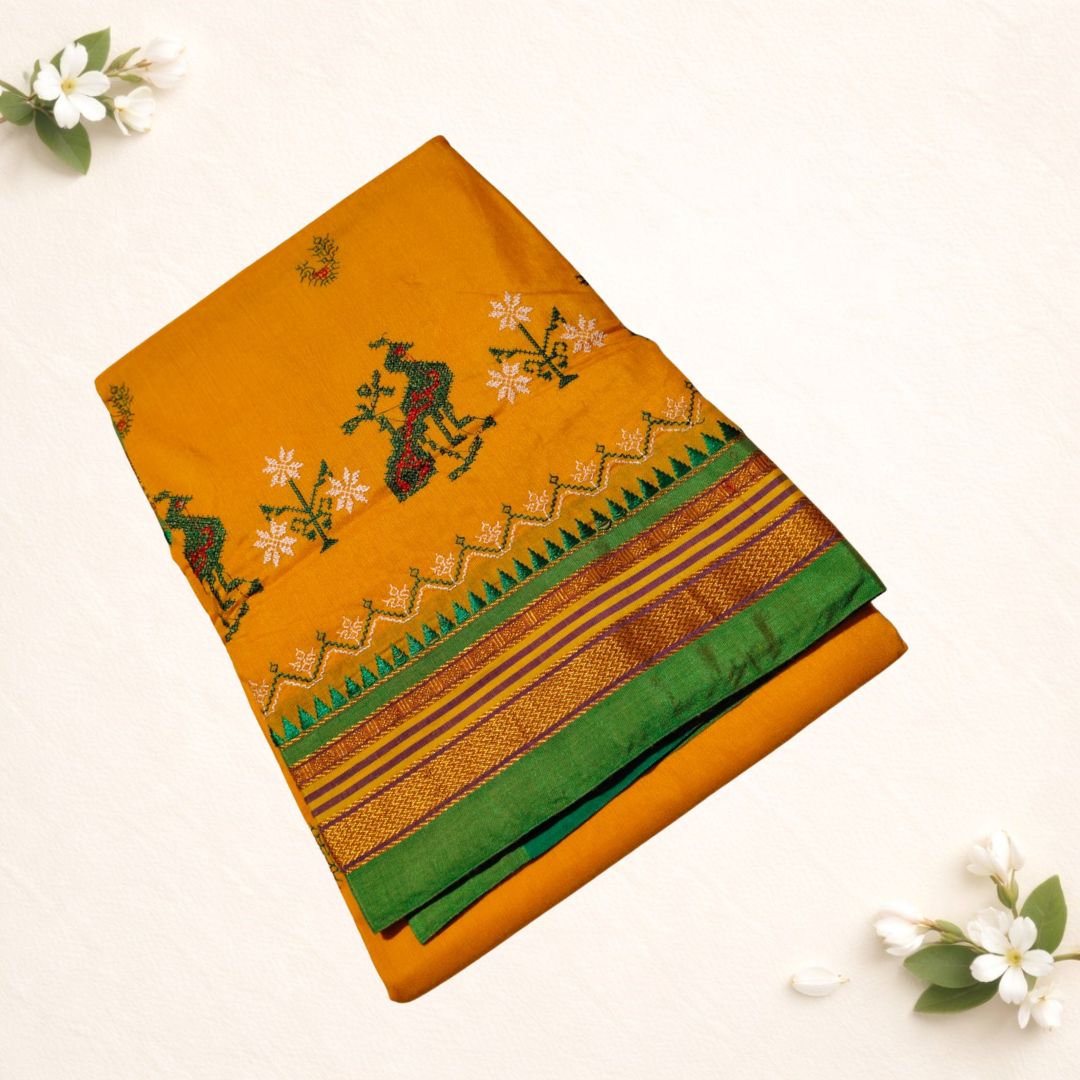 Ilkal Cotton Silk Saree with Kasuti Design