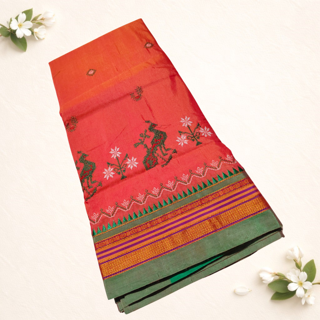 Ilkal Cotton Silk Saree with Kasuti Design