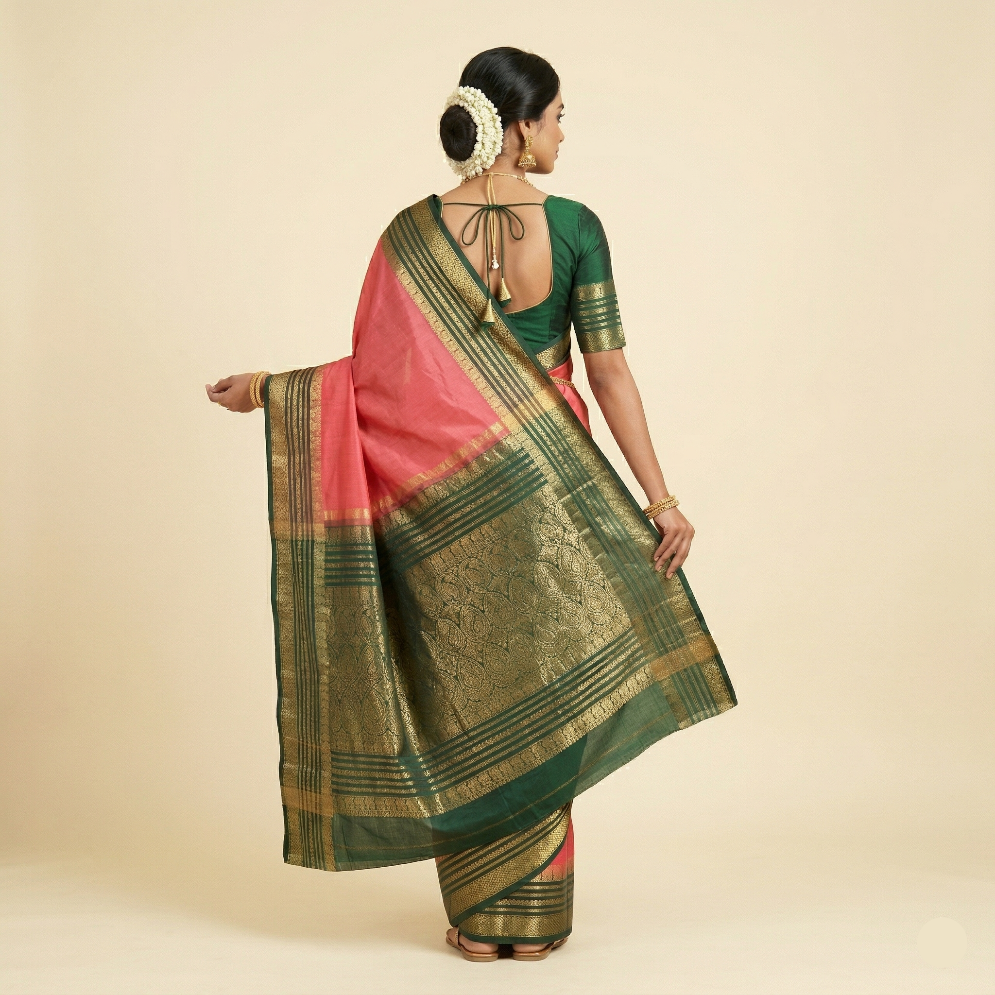 Mysore Crepe - Peacock border