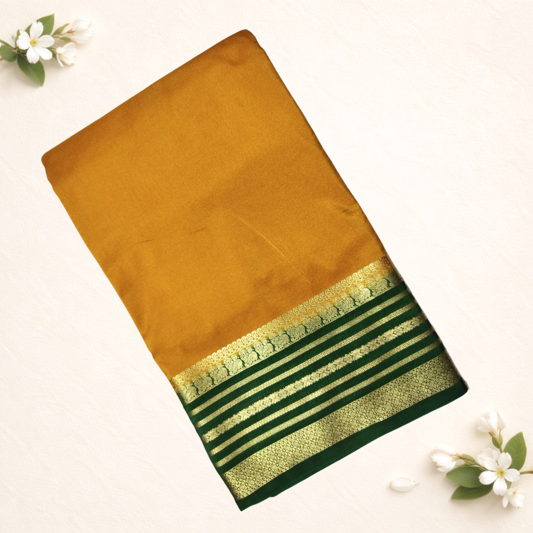 Mysore Crepe - Peacock border