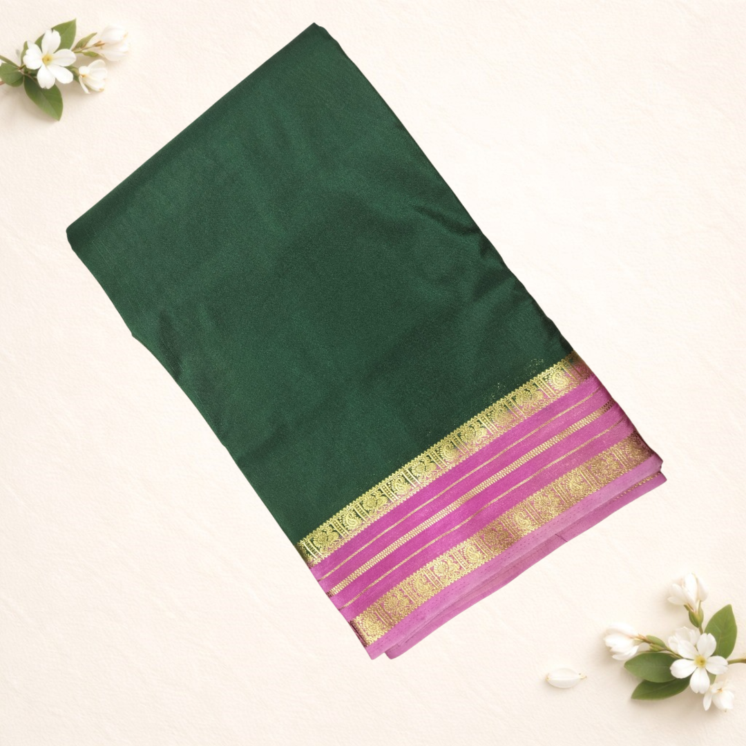 Mysore Crepe - Peacock border