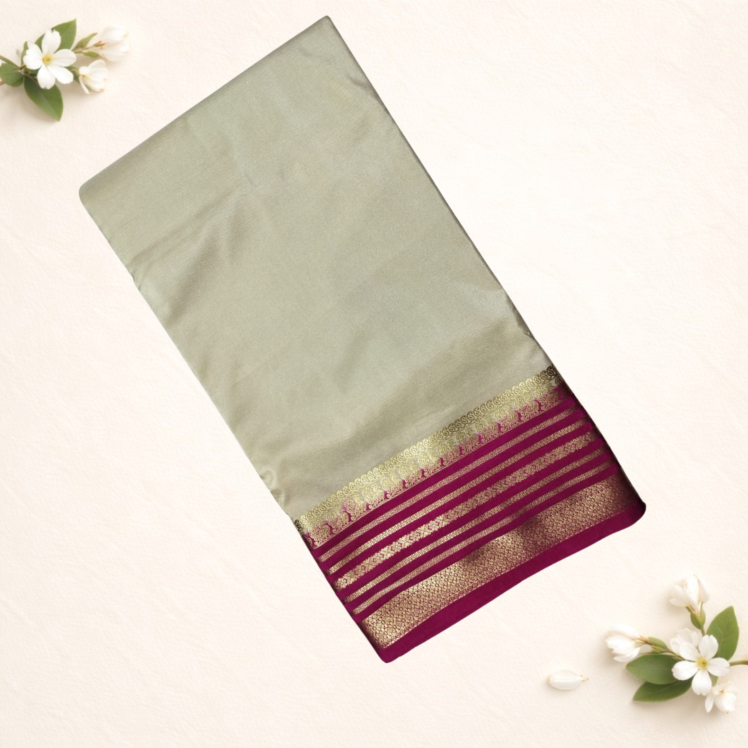 Mysore Crepe - Peacock border