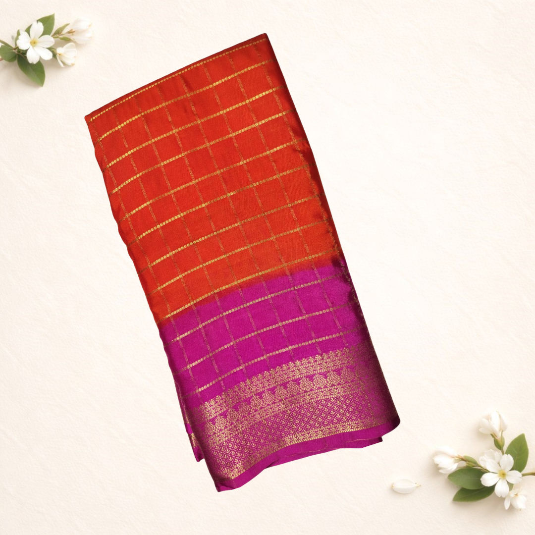 crepe saree checks design