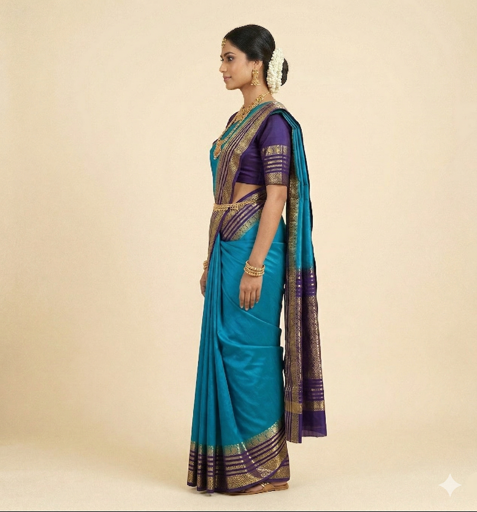 Mysore Crepe - Peacock border