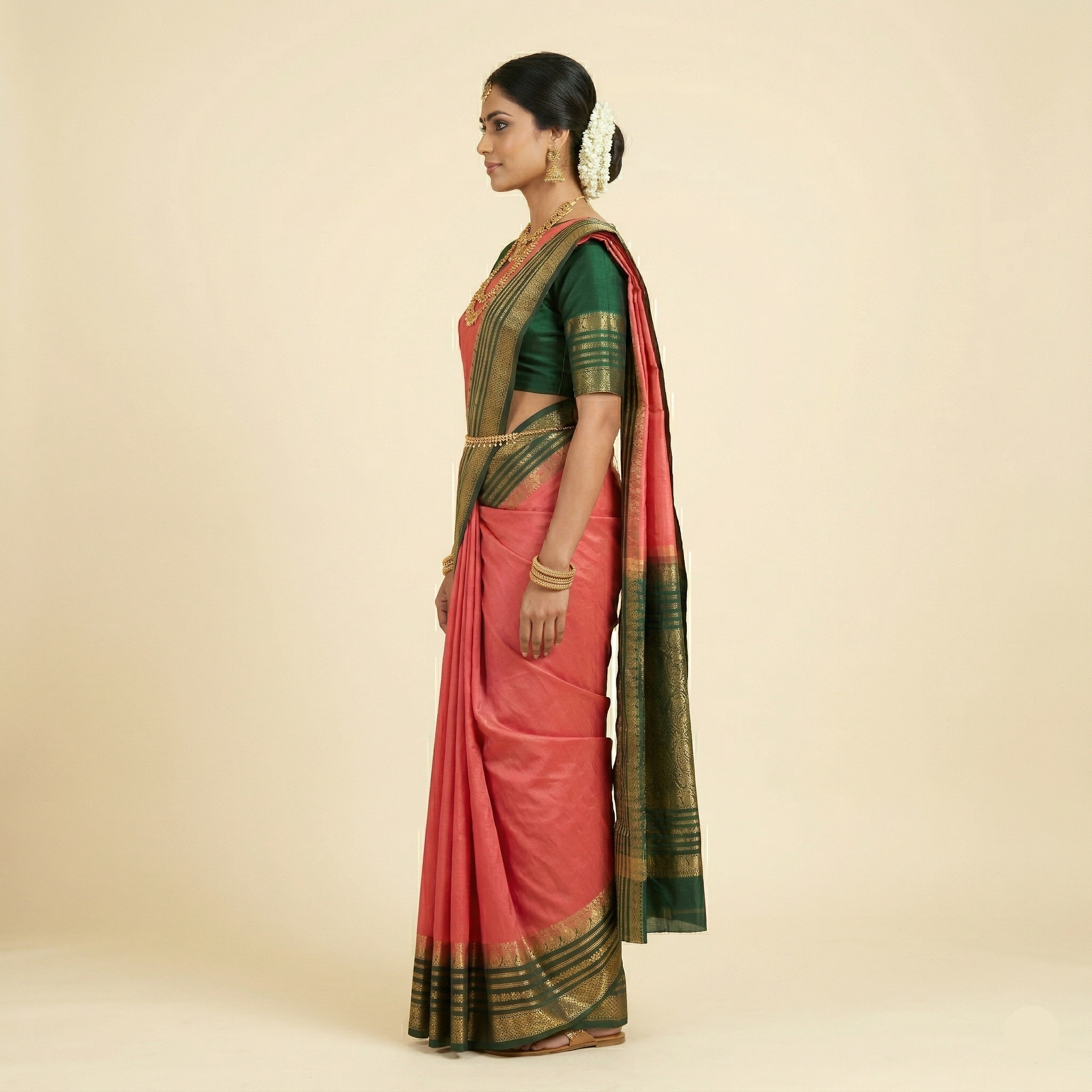 Mysore Crepe - Peacock border