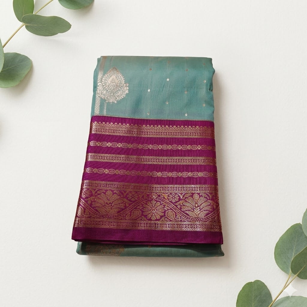 Tana Gadwal Saree Contrast Grand Pallu
